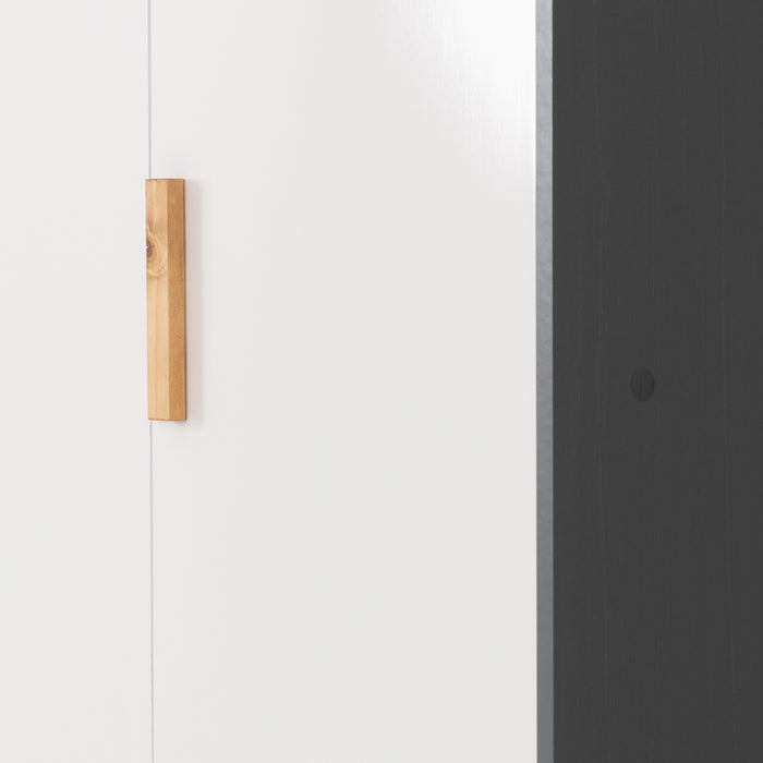 Cleveland 3 Door Wardrobe White/Grey Metal Effect