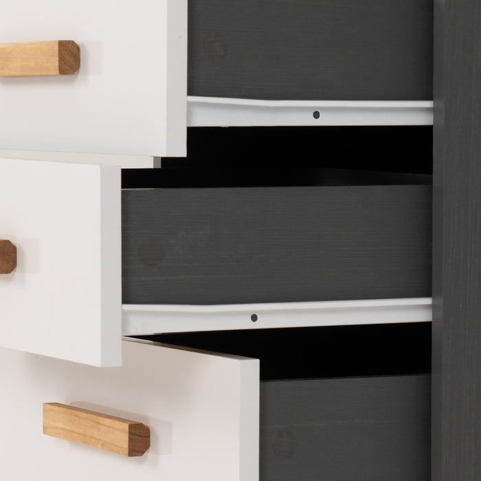 Cleveland 3 Drawer Bedside White/Grey Metal Effect
