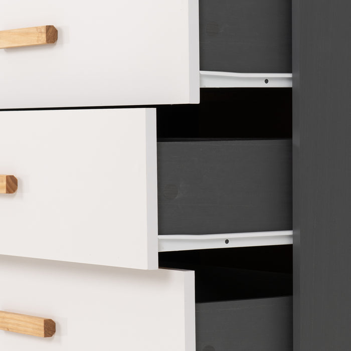 Cleveland 3 Drawer Chest White/Grey Metal Effect