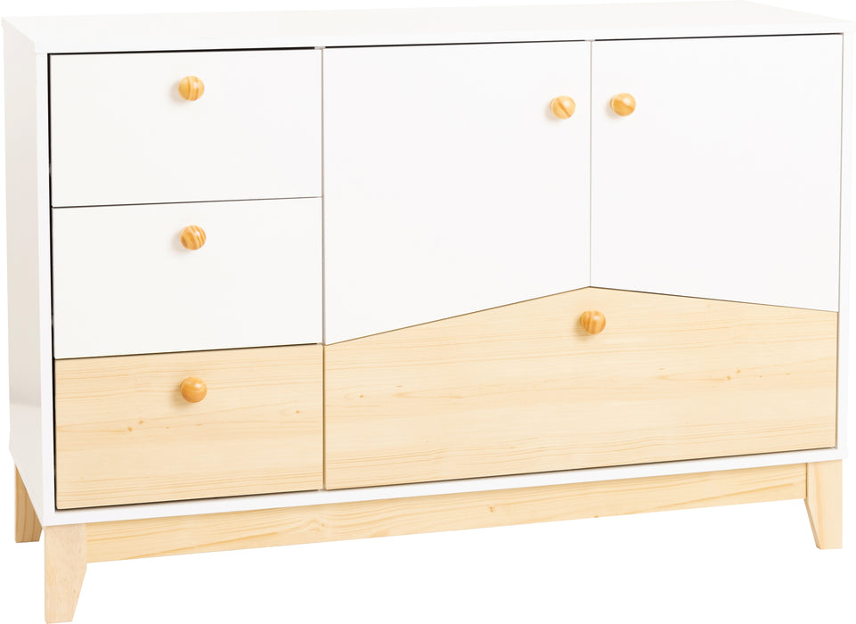 Cody 2 Door 4 Drawer Storage Unit White/Pine Effect