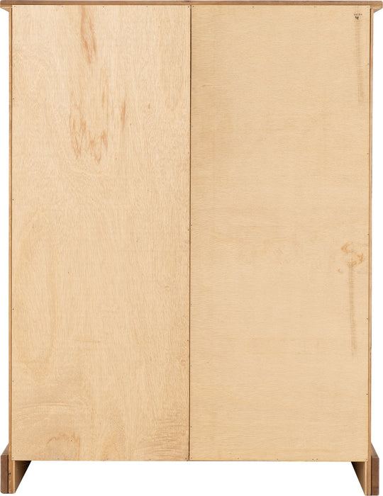 Corona 1 Door 4 Drawer Low Wardrobe Distressed Waxed Pine