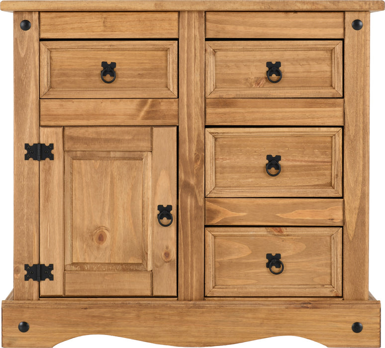 Corona 1 Door 4 Drawer Sideboard Distressed Waxed Pine