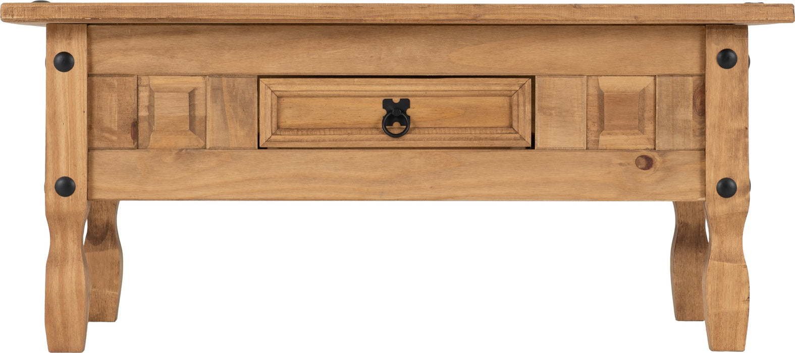Corona 1 Drawer Coffee Table Distressed Waxed Pine