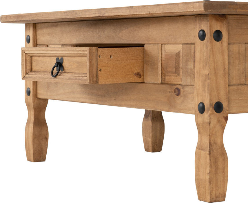 Corona 1 Drawer Coffee Table Distressed Waxed Pine