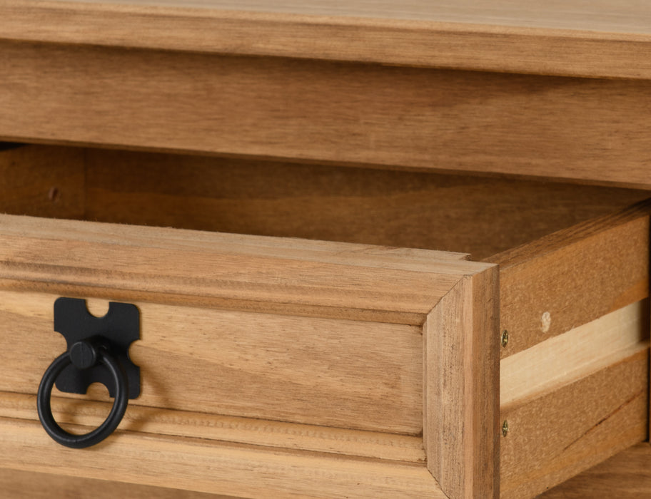 Corona 1 Drawer Console Table with Shelf Distressed Waxed Pine