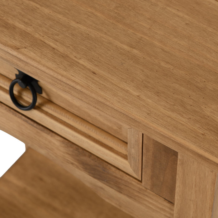 Corona 1 Drawer Console Table with Shelf Distressed Waxed Pine