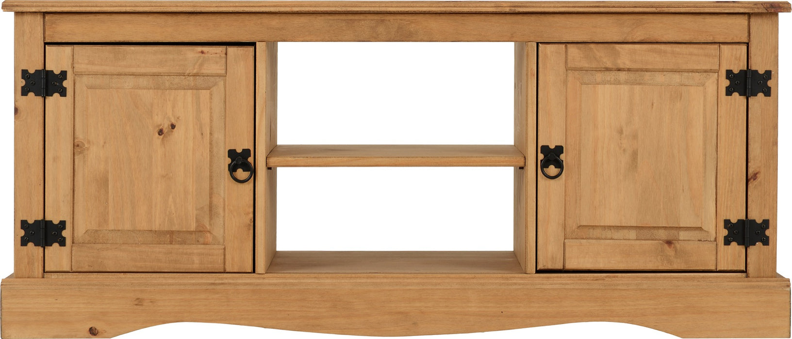 Corona 2 Door 1 Shelf Flat Screen TV Unit Distressed Waxed Pine