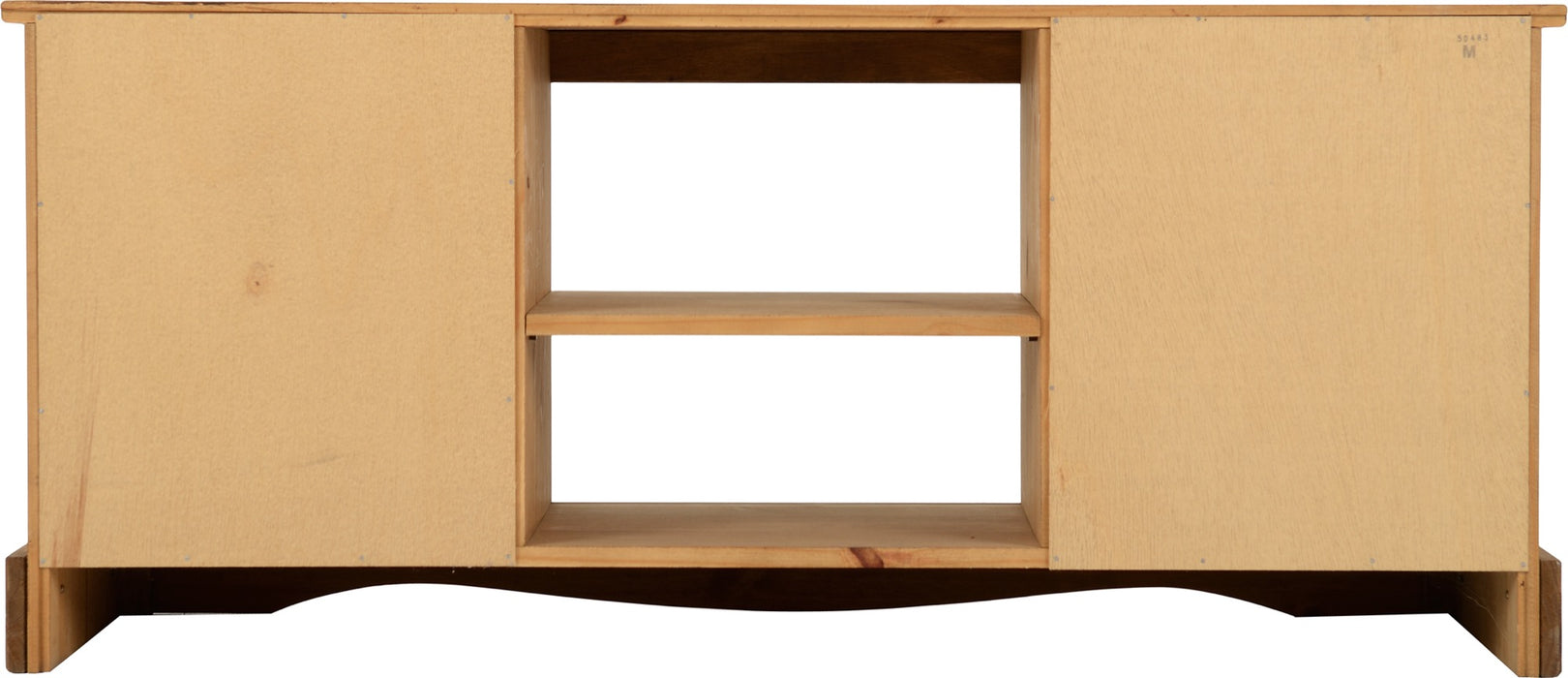 Corona 2 Door 1 Shelf Flat Screen TV Unit Distressed Waxed Pine