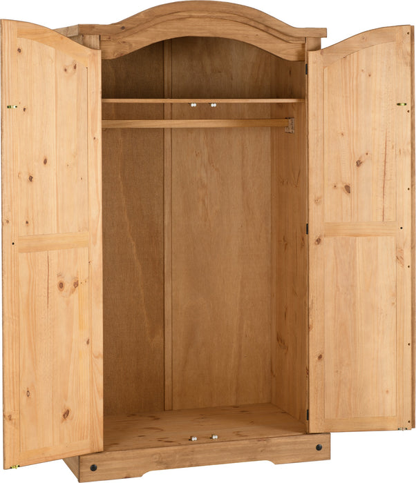 Corona 2 Door Wardrobe Distressed Waxed Pine