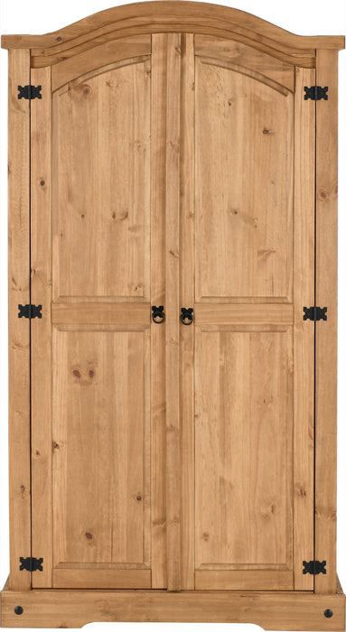Corona 2 Door Wardrobe Distressed Waxed Pine