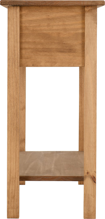 Corona 2 Drawer Console Table With Shelf Distressed Waxed Pine
