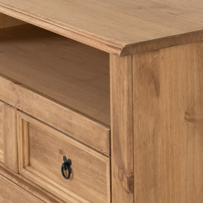 Corona 2 Drawer Flat Screen TV Unit Distressed Waxed Pine