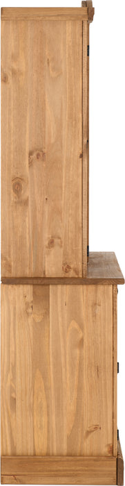 Corona 3' Buffet Hutch Distressed Waxed Pine/Clear Glass