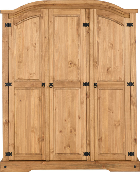 Corona 3 Door Wardrobe Distressed Waxed Pine