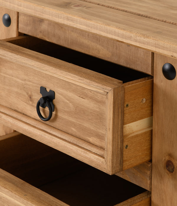 Corona 3 Drawer Bedside Chest Distressed Waxed Pine