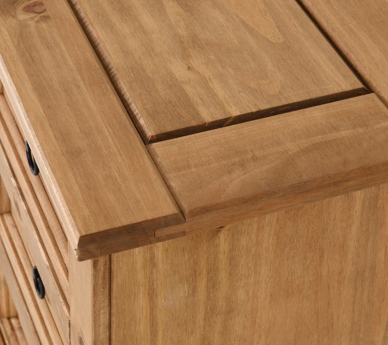 Corona 3 Drawer Bedside Chest Distressed Waxed Pine