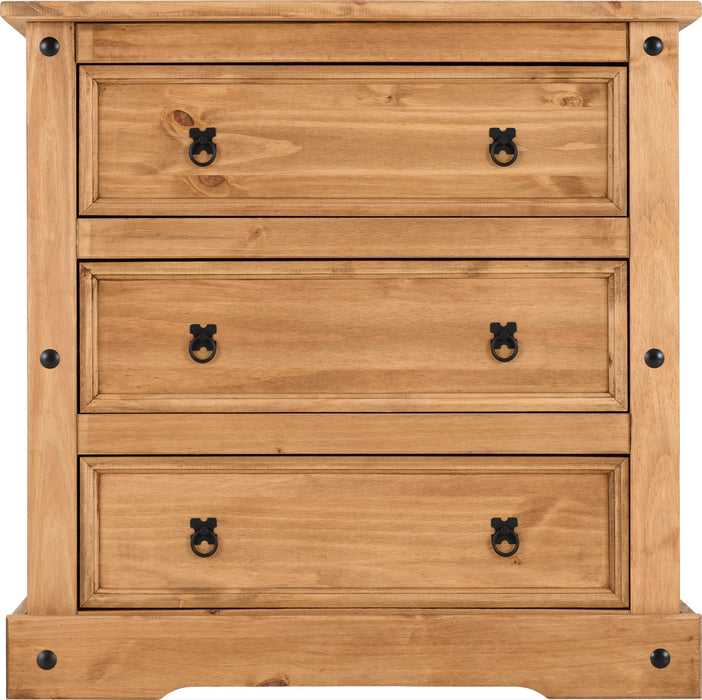 Corona 3 Drawer Chest Distressed Waxed Pine