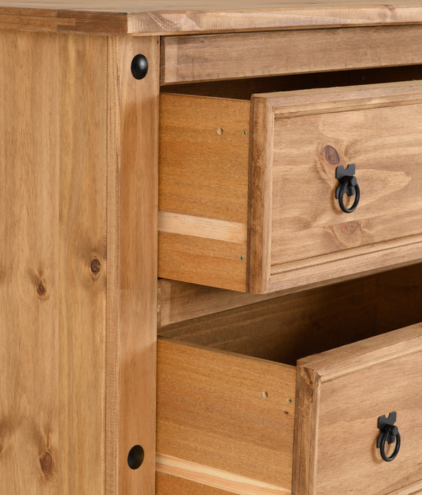 Corona 3 Drawer Chest Distressed Waxed Pine
