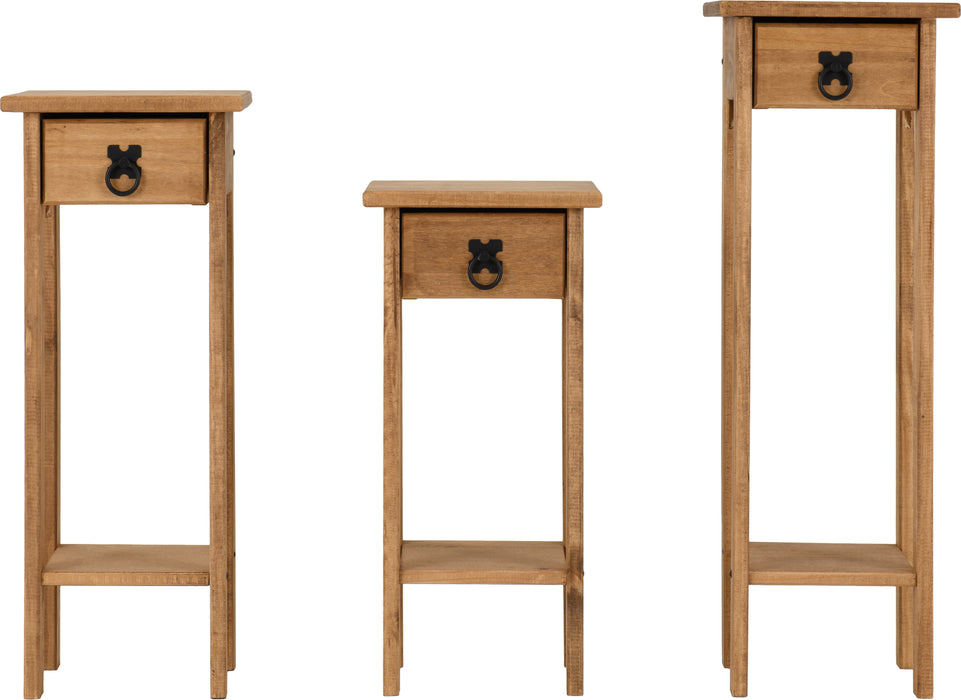 Corona Plant Stands (Set of 3) Distressed Waxed Pine