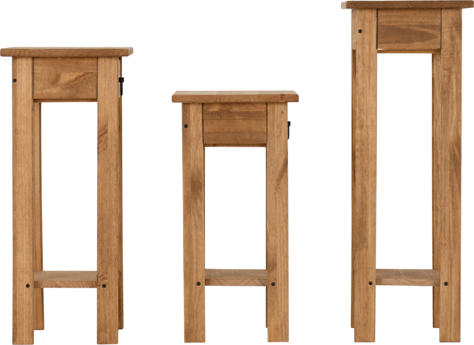 Corona Plant Stands (Set of 3) Distressed Waxed Pine