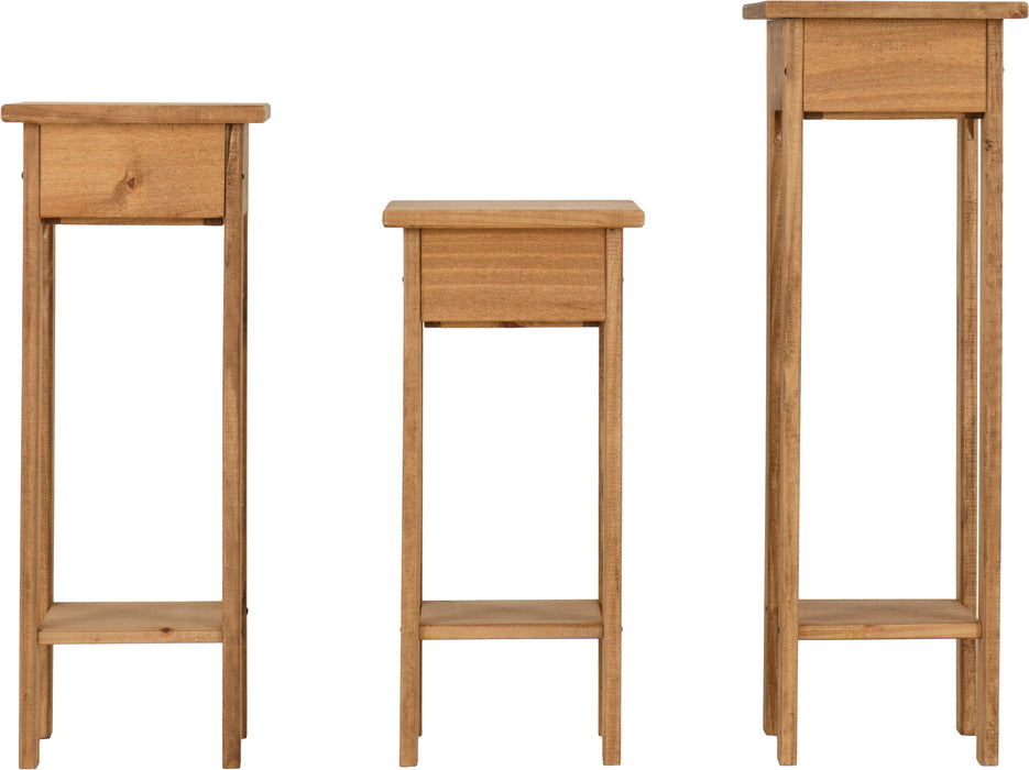 Corona Plant Stands (Set of 3) Distressed Waxed Pine