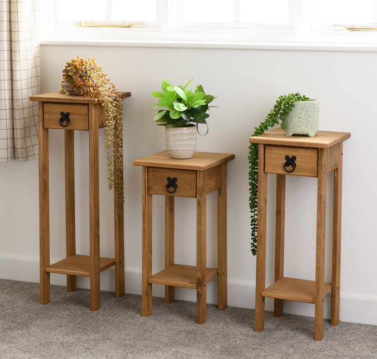 Corona Plant Stands (Set of 3) Distressed Waxed Pine