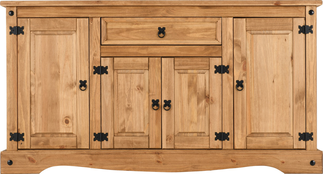 Corona 4 Door 1 Drawer Sideboard Distressed Waxed Pine