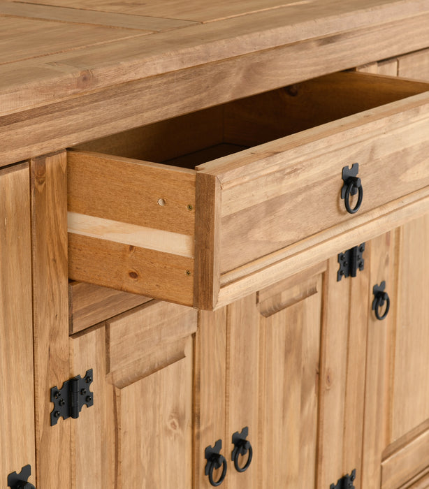 Corona 4 Door 1 Drawer Sideboard Distressed Waxed Pine