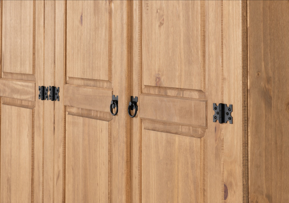 Corona 4 Door Wardrobe Distressed Waxed Pine
