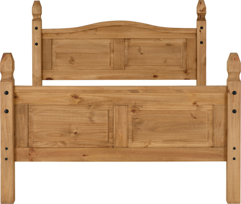 Corona 4'6" Bed High Foot End Distressed Waxed Pine