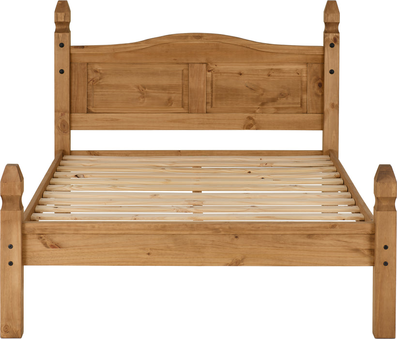 Corona 4'6" Bed Low Foot End Distressed Waxed Pine