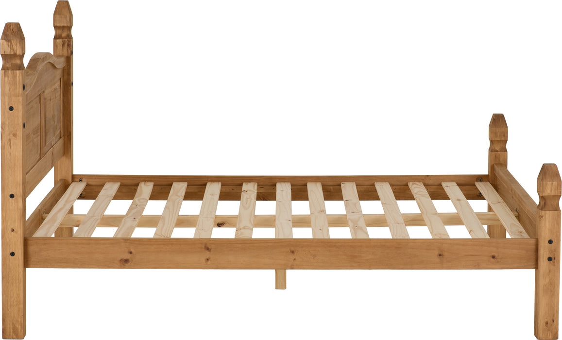 Corona 4'6" Bed Low Foot End Distressed Waxed Pine
