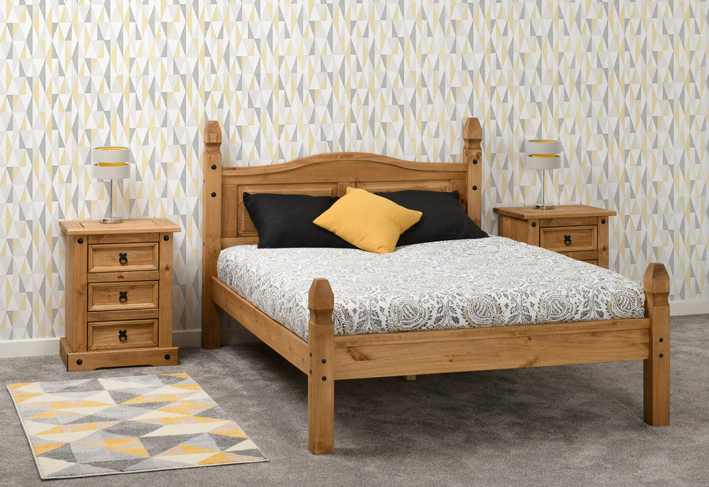 Corona 4'6" Bed Low Foot End Distressed Waxed Pine
