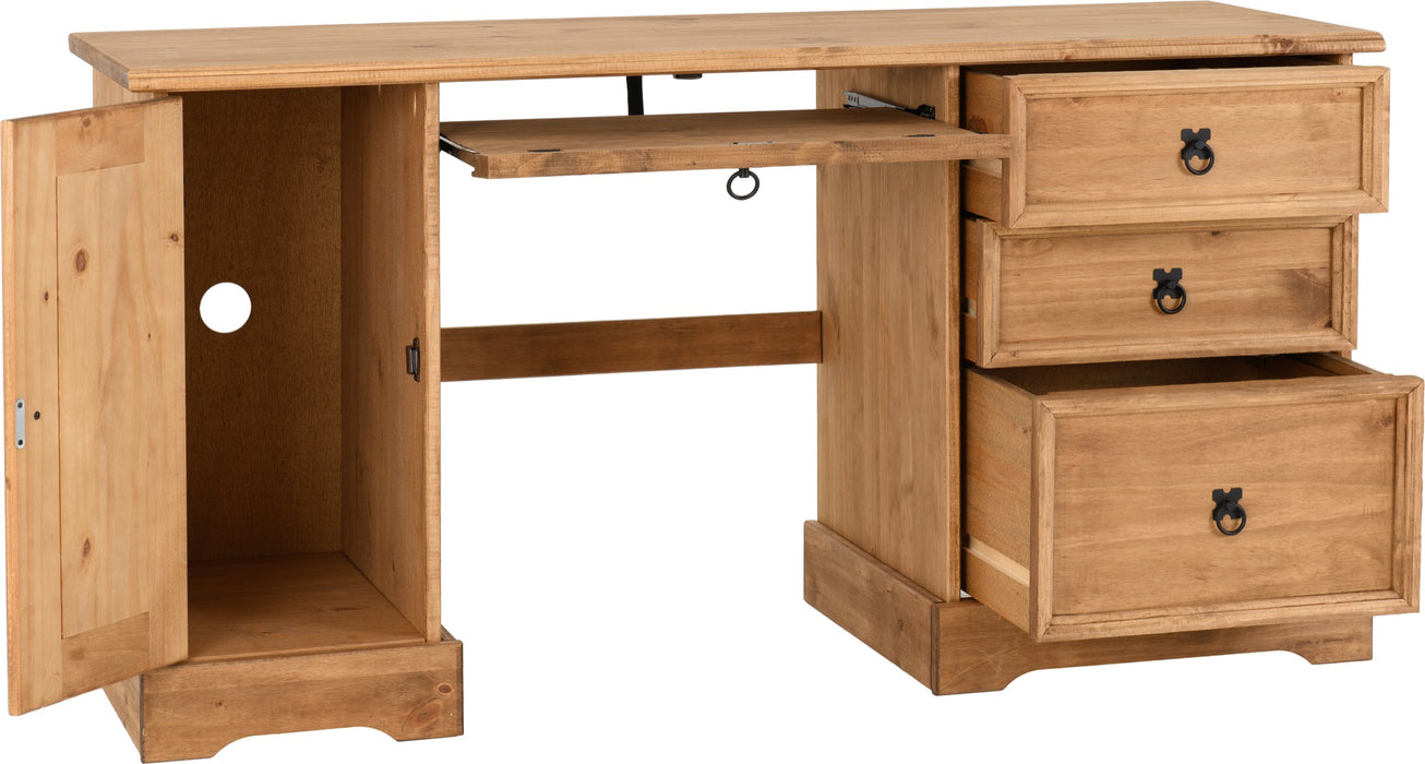 Corona Computer Desk Distressed Waxed Pine