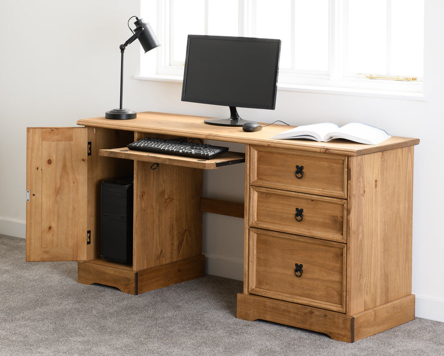Corona Computer Desk Distressed Waxed Pine