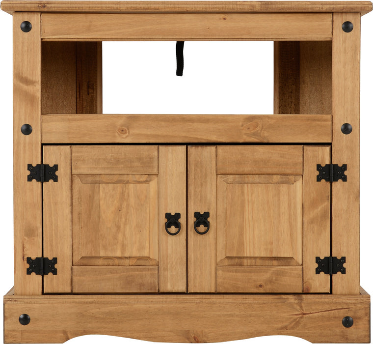 Corona Corner TV Cabinet Distressed Waxed Pine