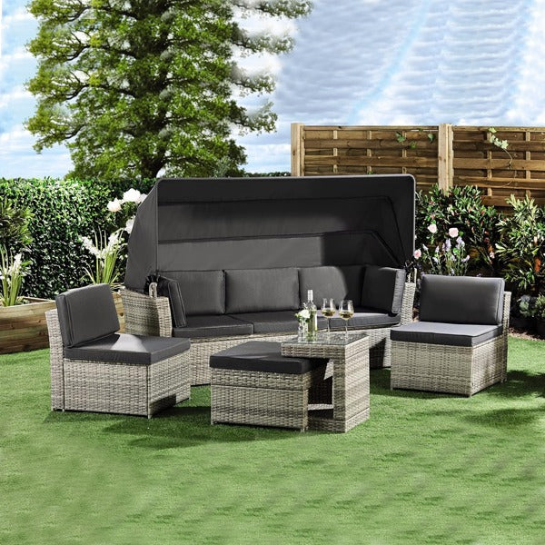 California Rattan Daybed with Canopy