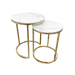 Cato Nest of 2 Tall Gold End Tables with Polar White Sintered Stone Tops