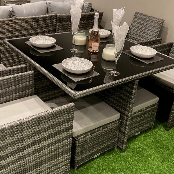 San Fernando Rattan Cube Garden Chair and Table Dining Set