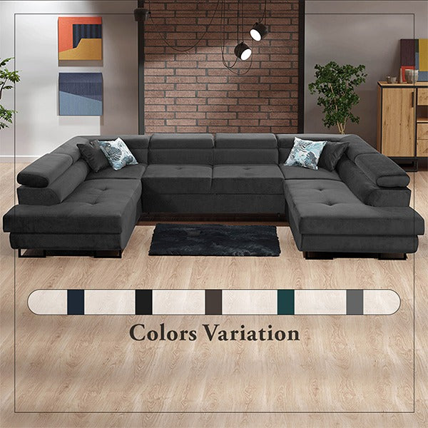 Black U-Corner Sofa Bed