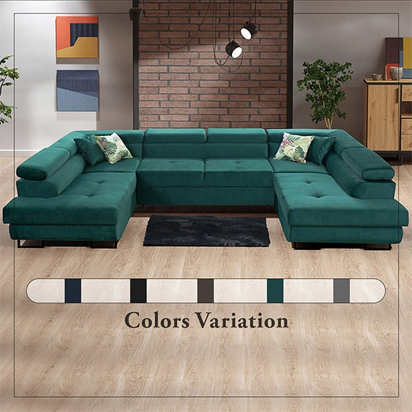 Green U-Corner Sofa Bed