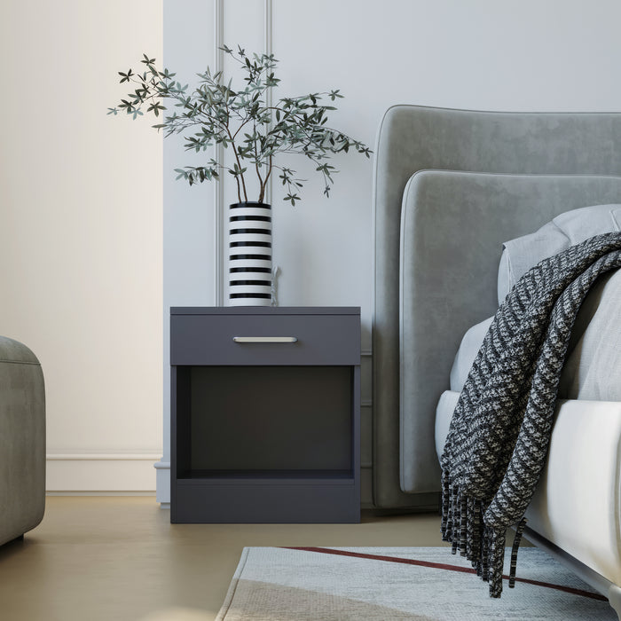 Dakota 1 Drawer Bedside Dark Grey