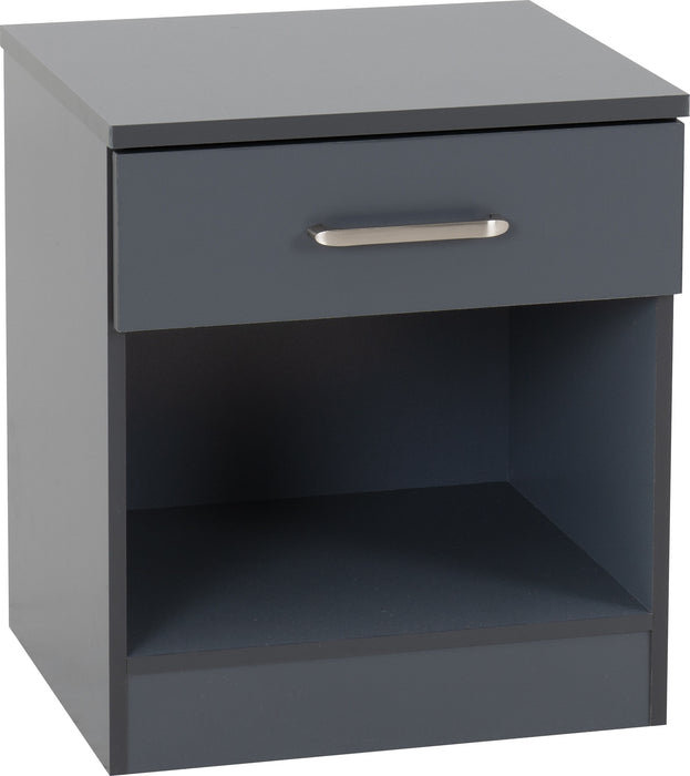 Dakota 1 Drawer Bedside Dark Grey