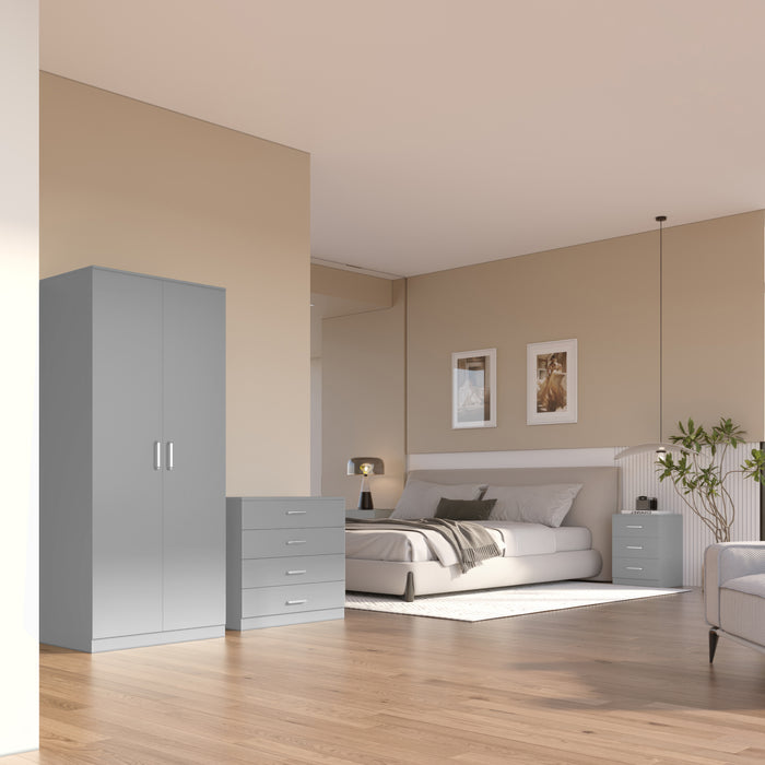 Dakota 2 Door Wardrobe Bedroom Set Light Grey