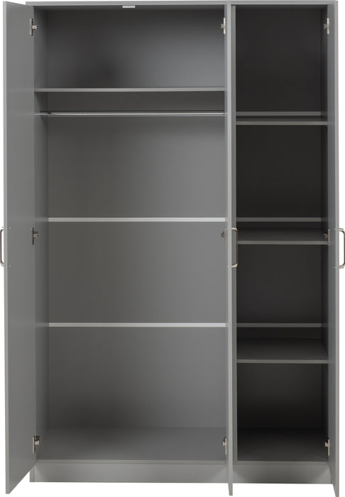 Dakota 3 Door Wardrobe Light Grey