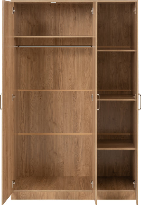 Dakota 3 Door Wardrobe Oak Effect