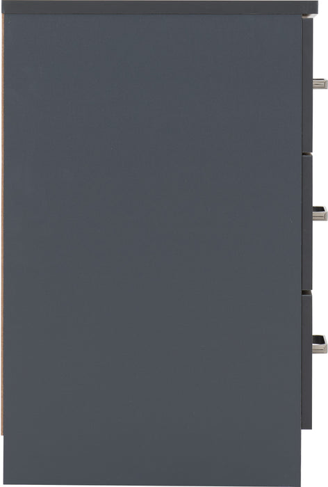 Dakota 3 Drawer Bedside Dark Grey