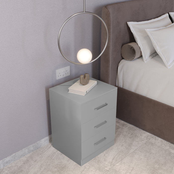 Dakota 3 Drawer Bedside Light Grey