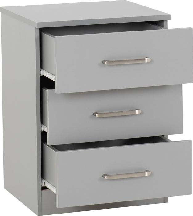 Dakota 3 Drawer Bedside Light Grey