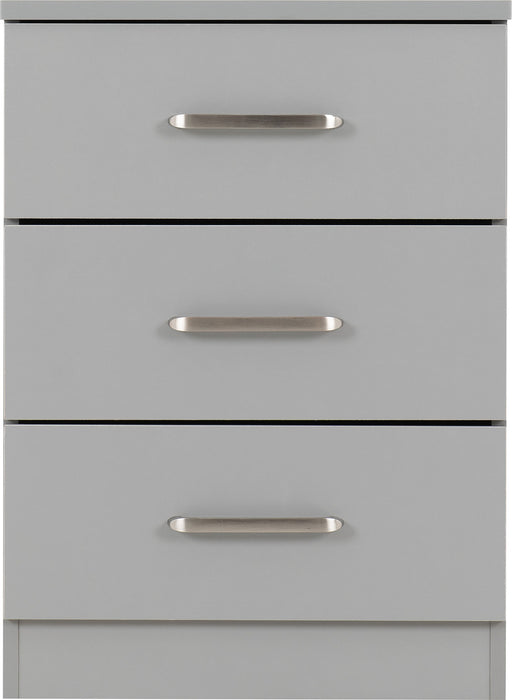 Dakota 3 Drawer Bedside Light Grey